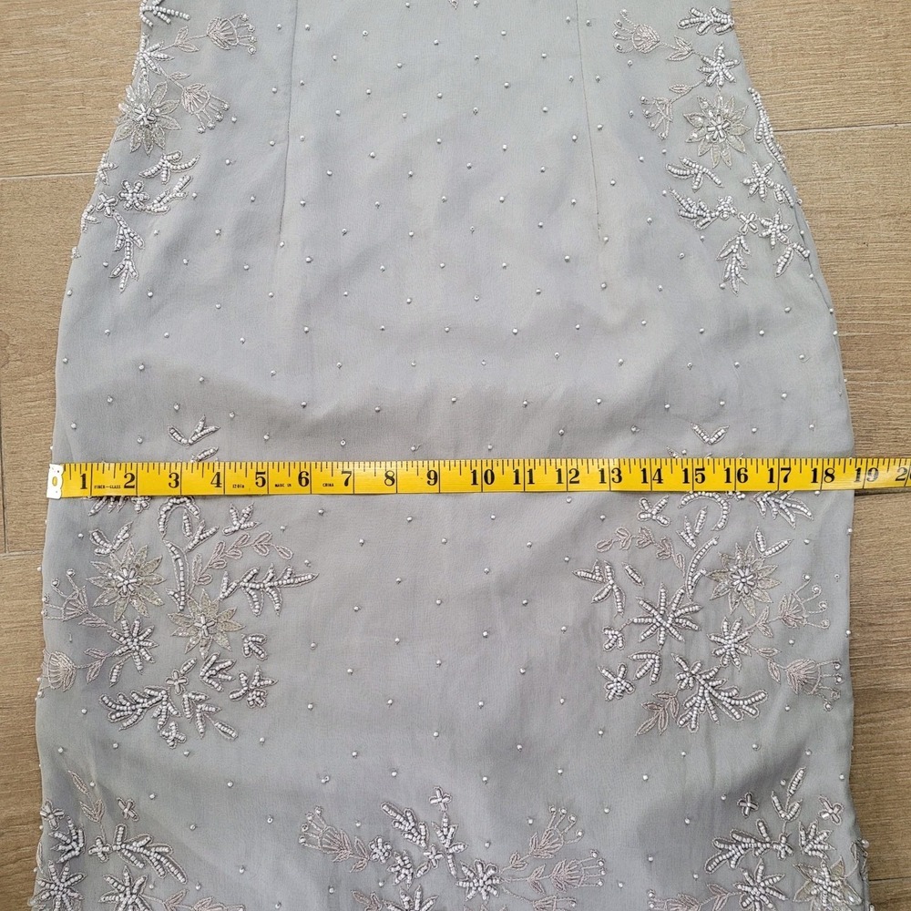 Elegant Beaded Ivory Slip Dress - Picture 7 of 15